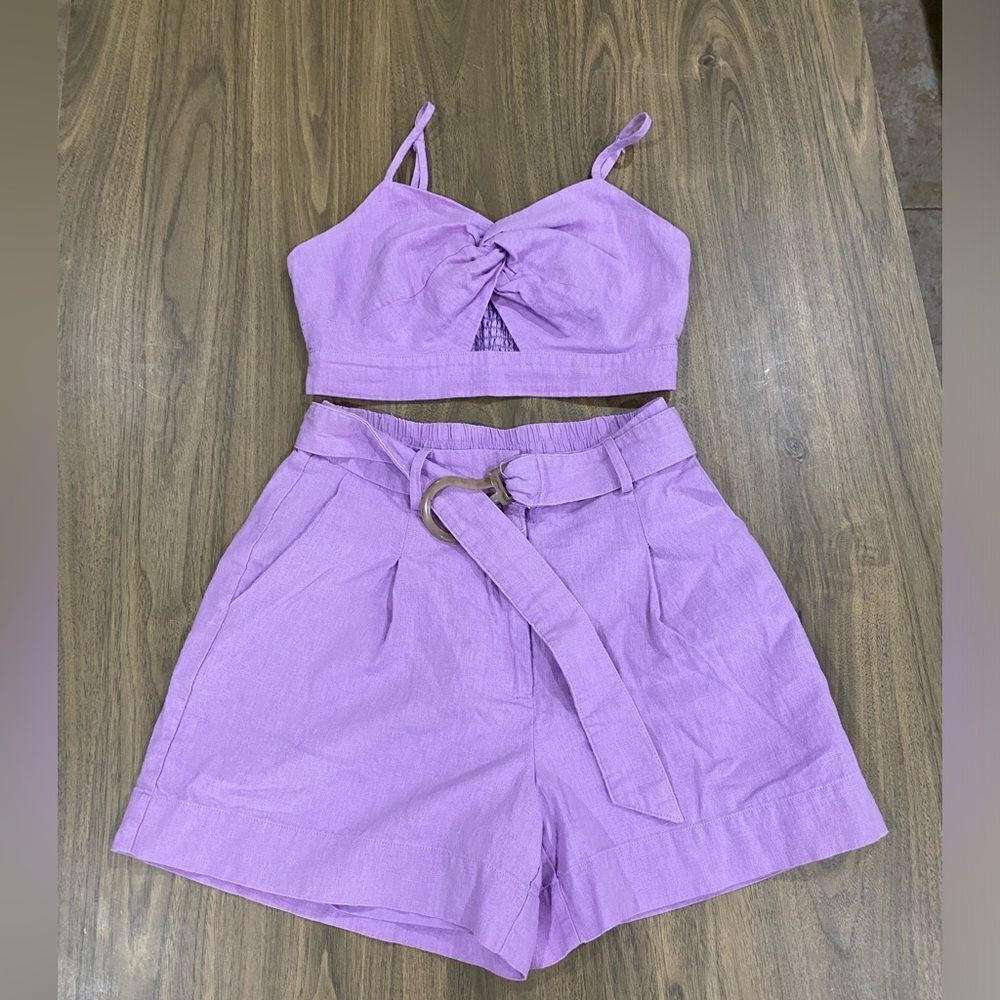 House of Harlow 1960 Lilac Linen Two Piece Set in Size XS